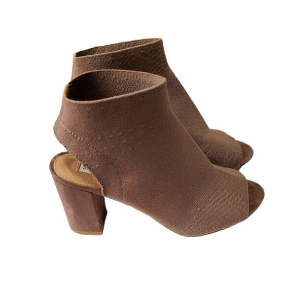Steve Madden Booties Womens Size 8 Tan Open Toe Block Heel Ferris Boots - Picture 5 of 9